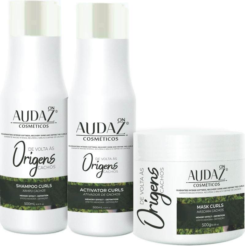 Kit Origens Cachos Shampoo 500ml, Ativador 500ml e Máscara 500g