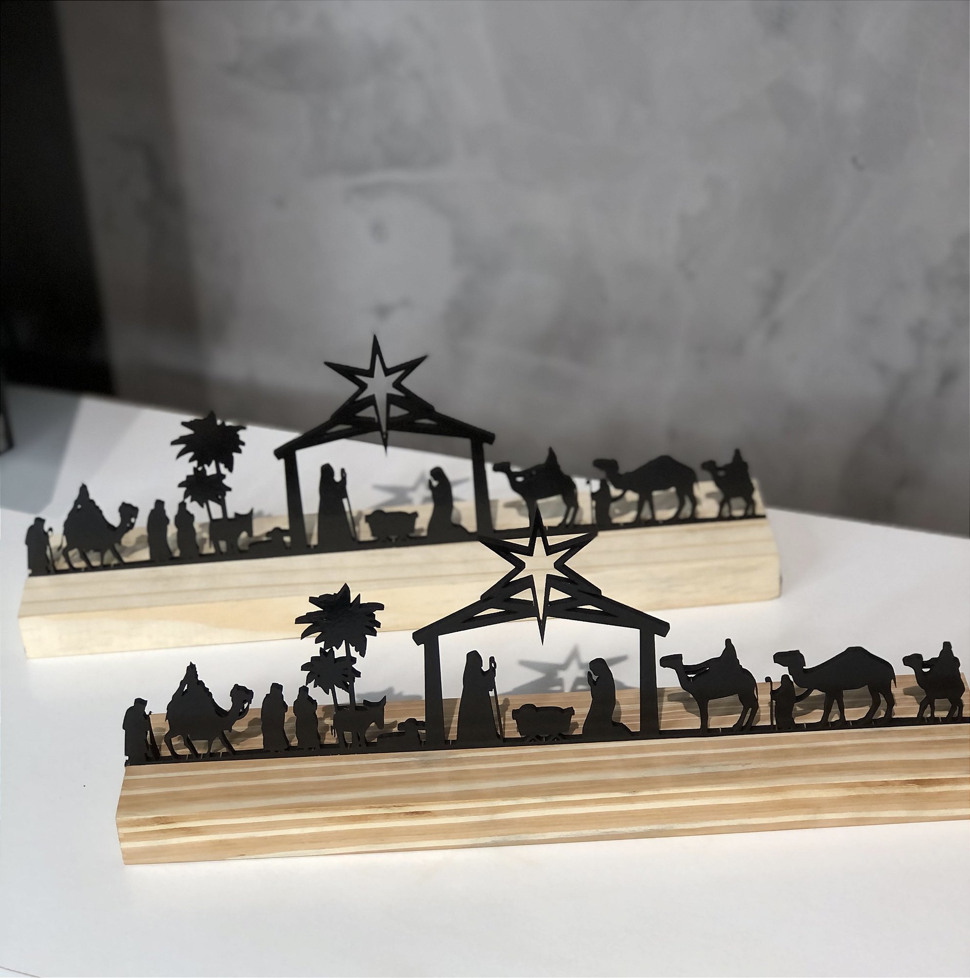 Presépio Nascimento de Jesus em MDF Colorido com Base de Pinus