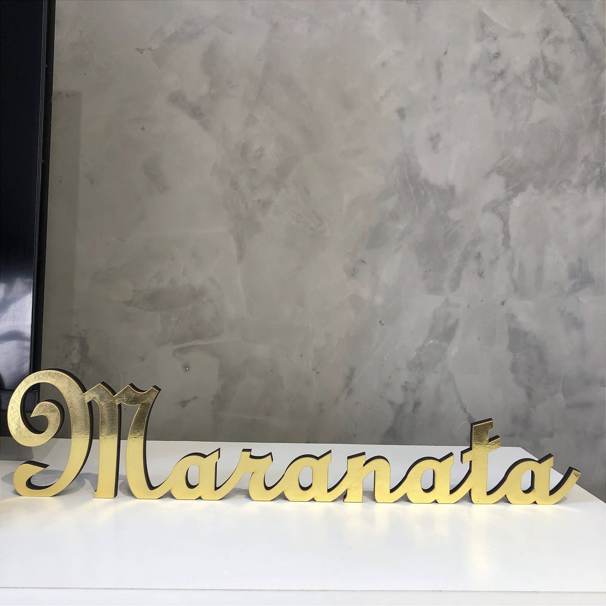 Palavra Maranata em MDF Espelhado 9mm (45x10cm) Decoração Cristã