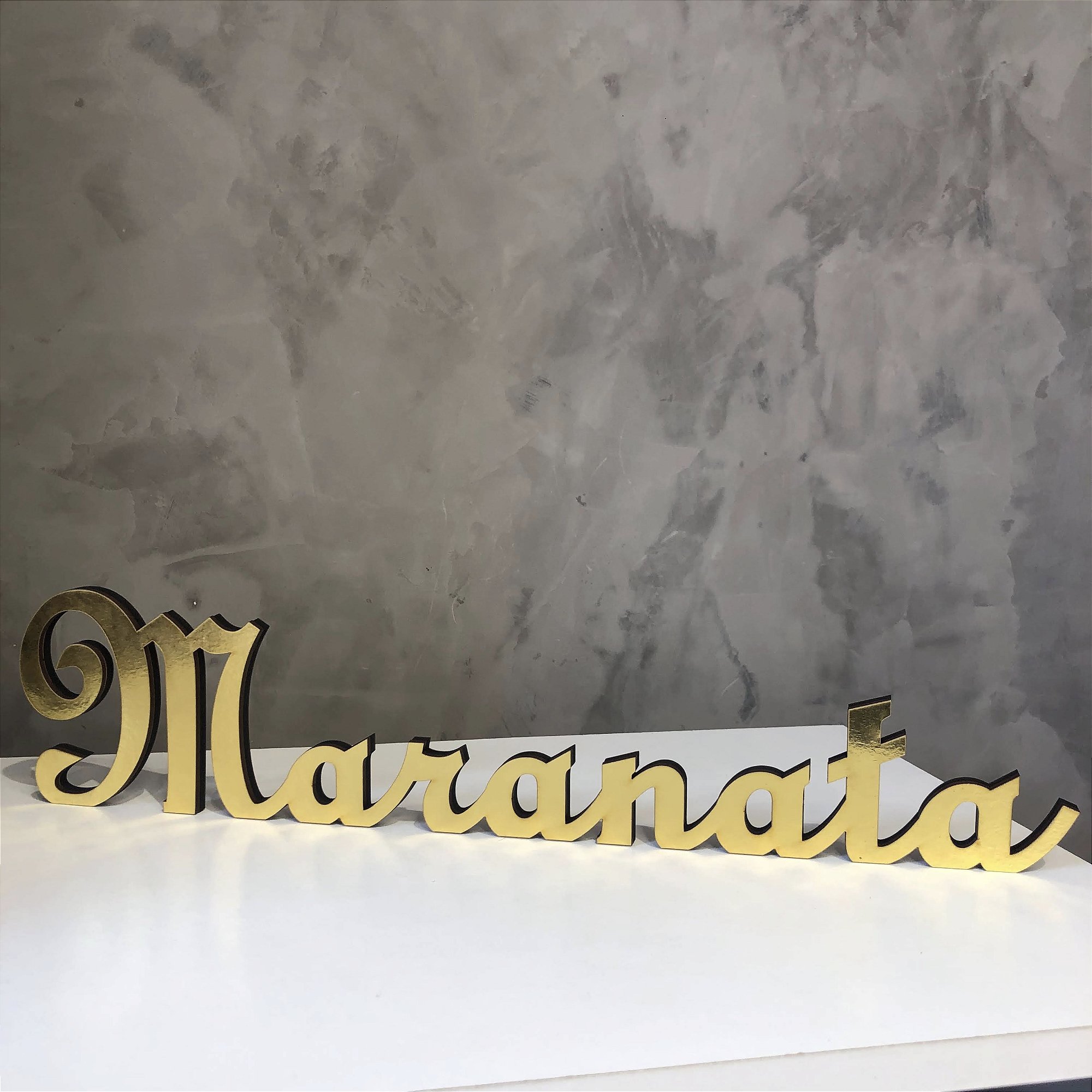 Palavra Maranata em MDF Espelhado 9mm (45x10cm) Decoração Cristã