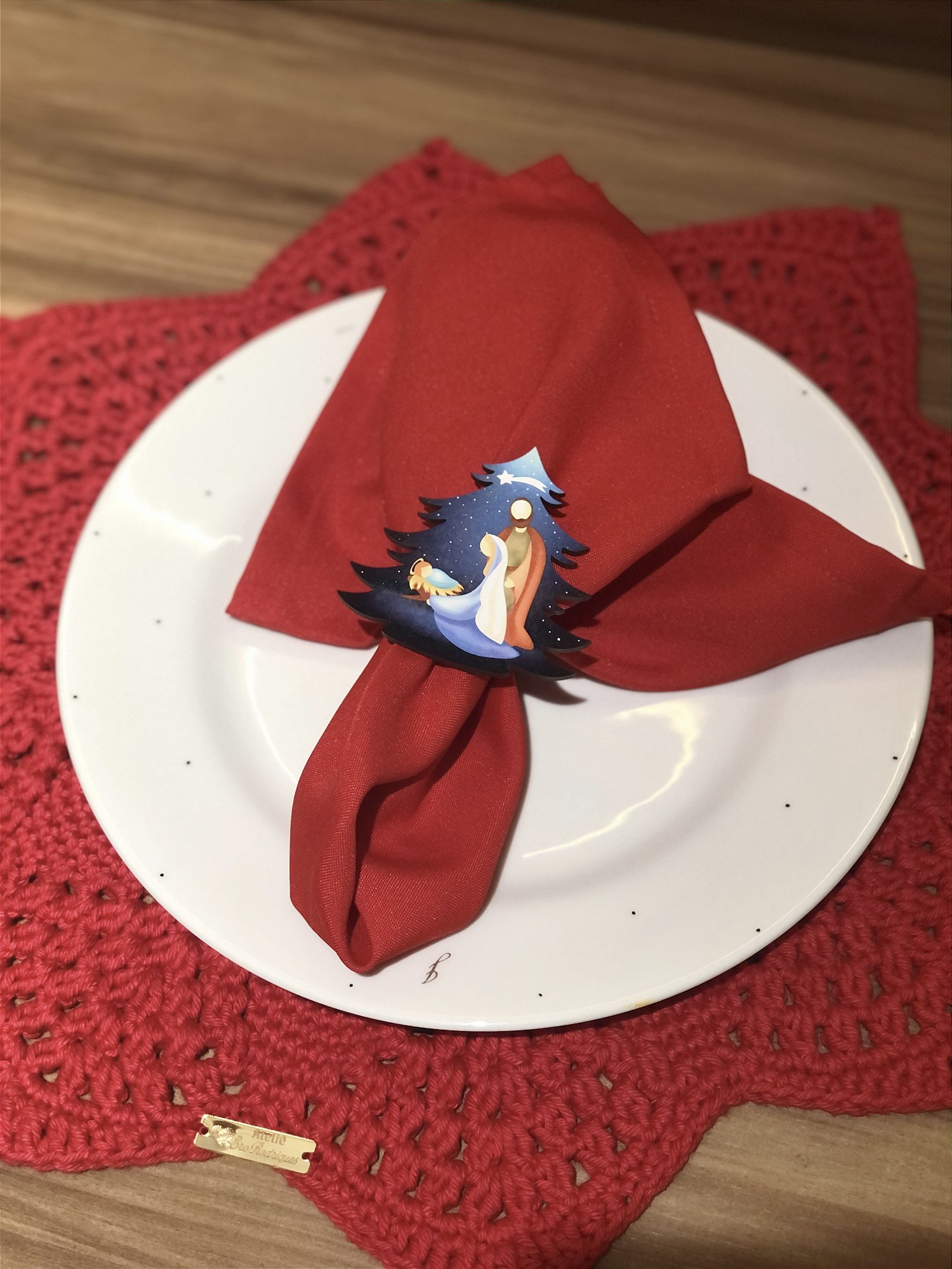Kit 4 Porta Guardanapos Natalino Jesus Nasceu para Mesa Posta Cristã