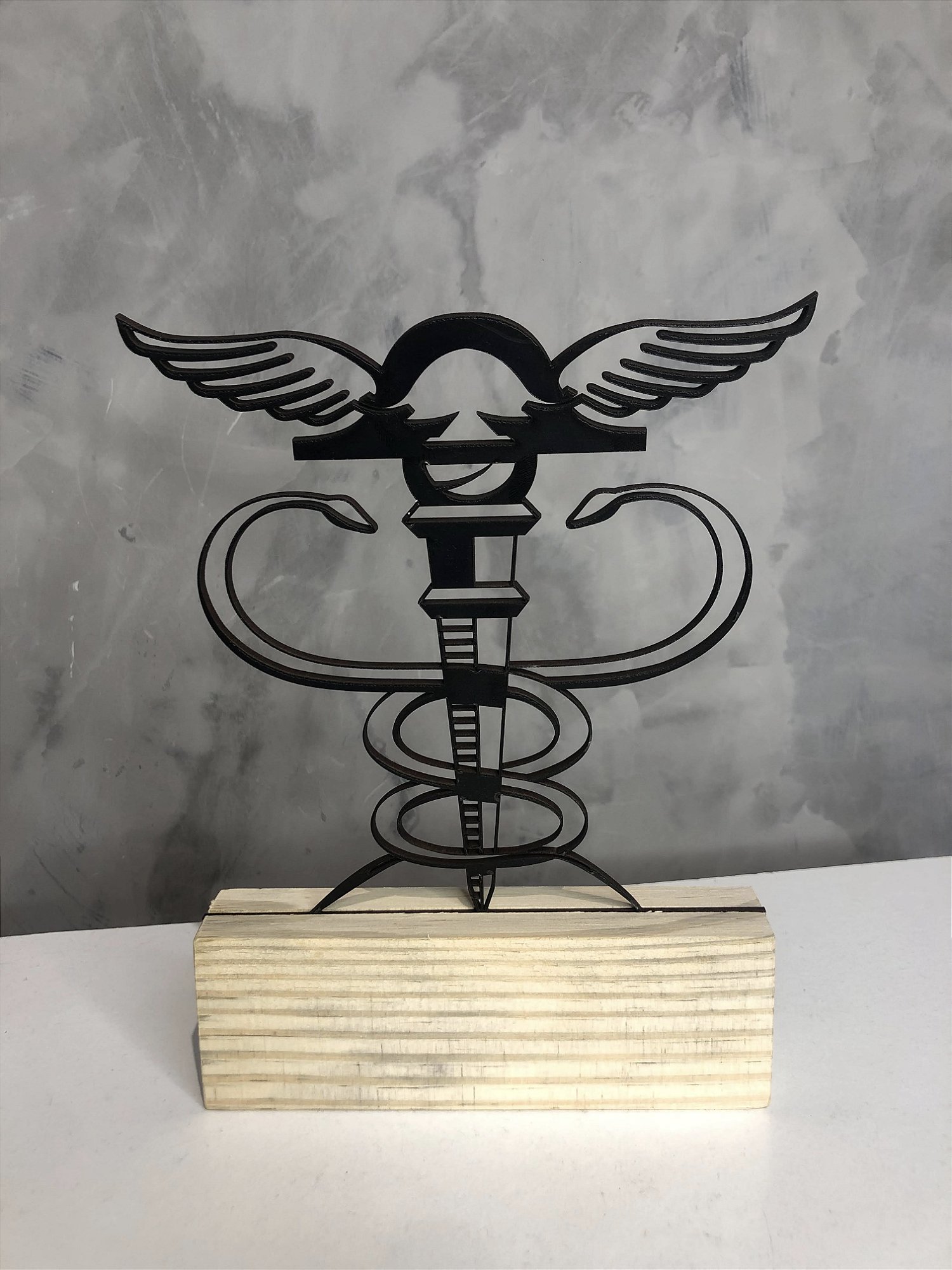 Escultura Símbolo da Contabilidade com Base de Madeira Presente para Contador