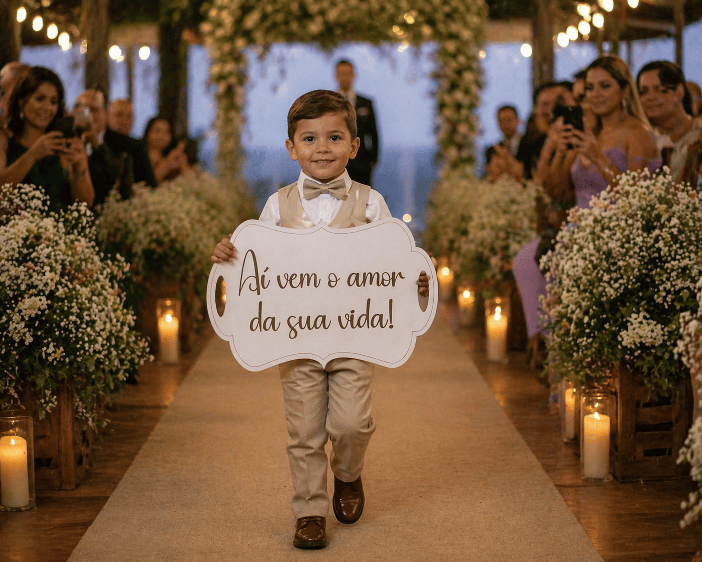 Placa Para Casamento Pajem Daminha Entrada Noiva E Noivo MDF Branco Luxo