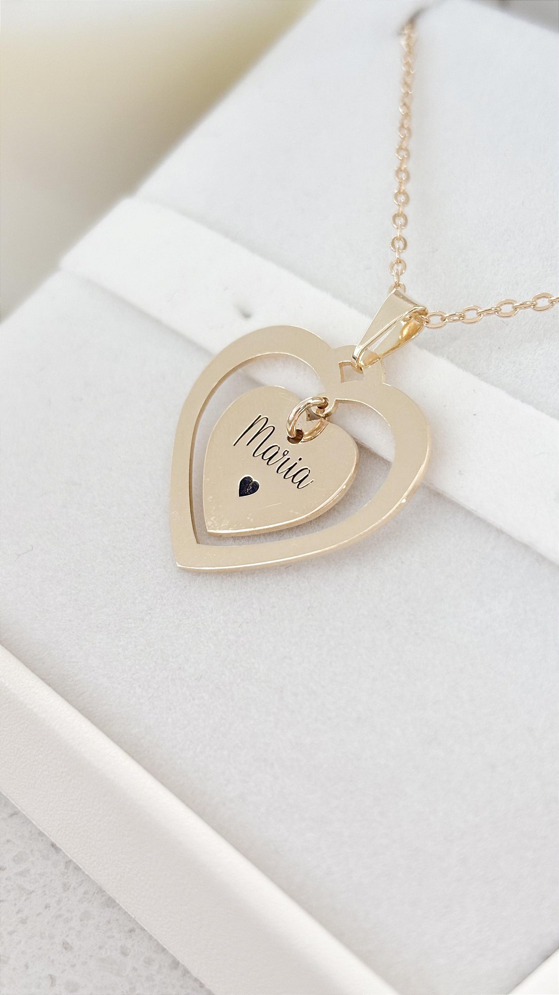 Colar Personalizado com Dois Corações - Banho de Ouro 18k