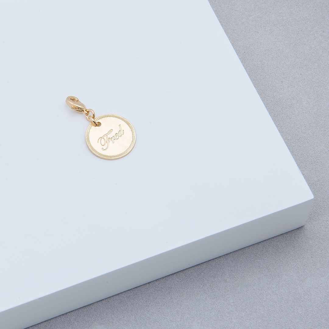 Pingente Personalizado em Ouro 18k para Gatos e Cachorros - Formato Redondo
