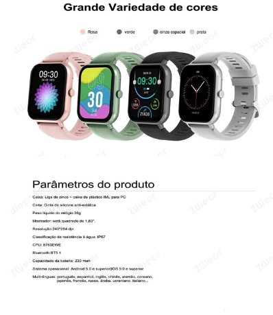 Relógio smartwatch prova d água【Zwear ZW01】Monitor Cardíaco Bluetooth com USB || Relógio inteligente Original