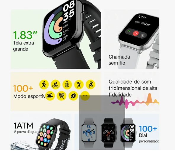 Relogio Inteligente Smartwatch PEJE Zw01s Prova Da Agua TFT