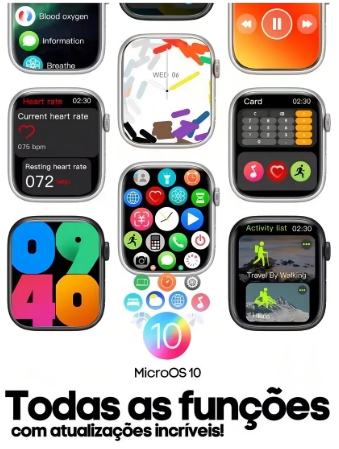Relógio Smartwatch Prova d'Água mini - Série 10 2 Pulseiras