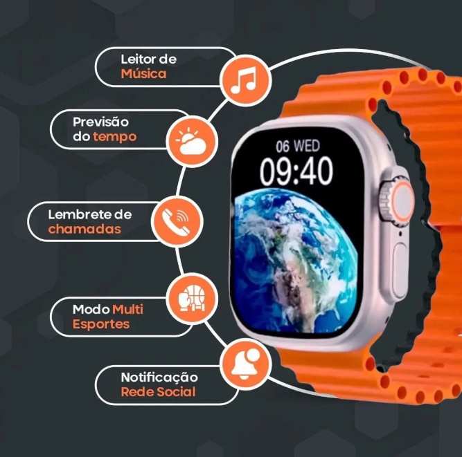 Smartwatch Microwear Ultra 10 49mm Prova D'agua 2025 +brinde
