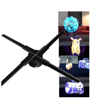Projetor De Holograma 3d Led 55cm Ventilador Propaganda Cor Preto - Display Holo 3d Ventilador Holográfico
