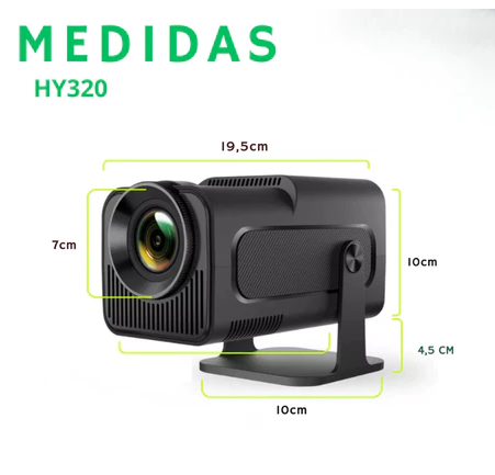 Projetor Inteligente Hy320 Pró 5G Smart 4K Wifi 6 Bluetooth 5.0 Android 11 Lançamento 2026 - Bluetooth 5.0 1080 Full HD Suporte 12000 Lumens Para Celular LED Auto Correção Horizontal 180° Linha Premium