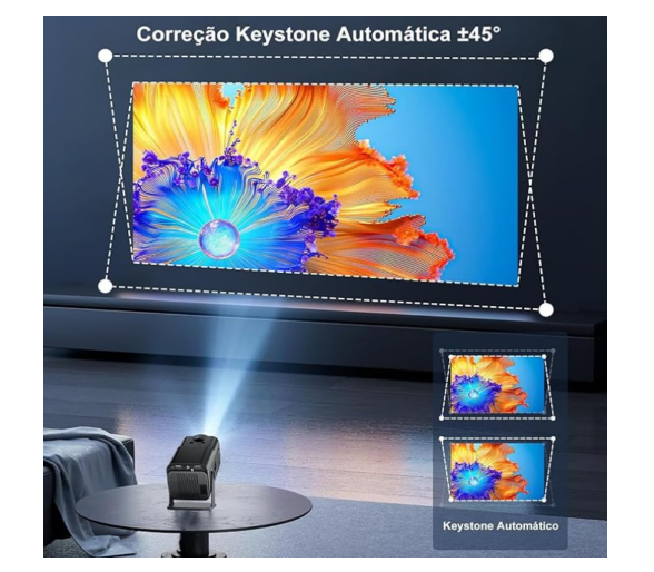 Projetor Inteligente Hy320 Pró 5G Smart 4K Wifi 6 Bluetooth 5.0 Android 11 Lançamento 2026 - Bluetooth 5.0 1080 Full HD Suporte 12000 Lumens Para Celular LED Auto Correção Horizontal 180° Linha Premium