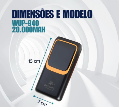 Peining WUP-940 Power Bank carregador portátil 20000mah Turbo 22.5W Saída USB-C - Carregamento Rápido
