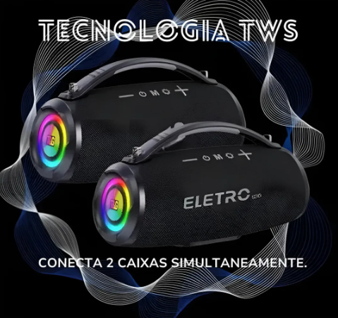 Caixa de Som Bluetooth Peining PEI-S105 200W Subwoofer + 2 Microfones