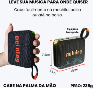 Caixa de Som Bluetooth Peining PEI-SP11 6W IPX7 À Prova D'água