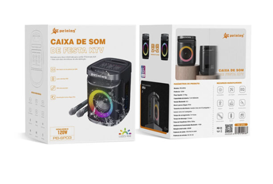PEINING CAIXA DE SOM BT COM 2 MICROFONE S/FIO PEI-SP03