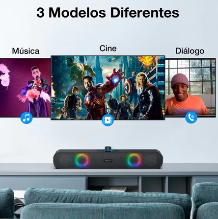 Caixa de Som Soundbar Bluetooth Multimídia Amplificada com LED RGB