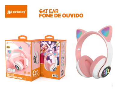 Fone De Ouvido Headset Bluetooth Peining Earcat Headset St-18a (pro) Rosa