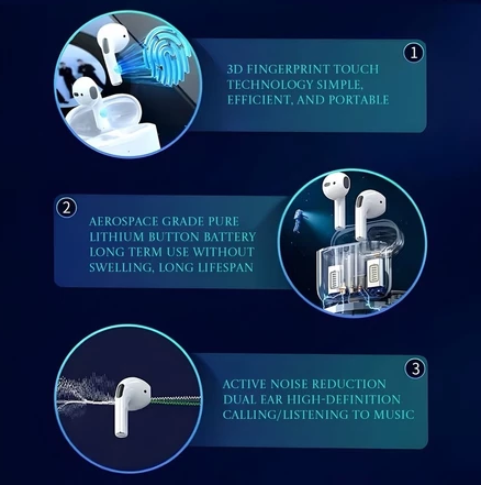 Fone De Ouvido Bluetooth Inpond12 5,3a Android Ios Colorido Preto Sem Fio Wireless TWS Airpods