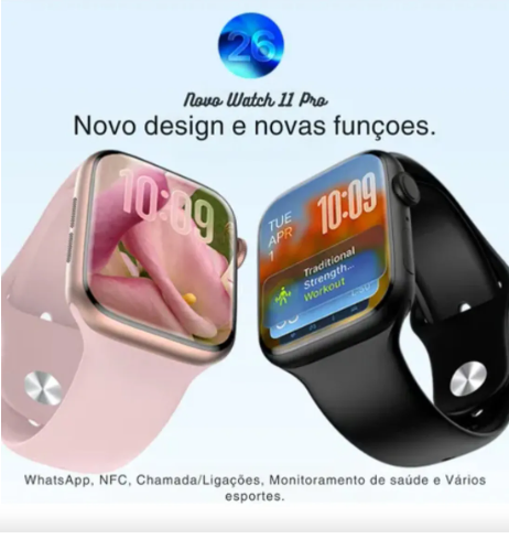 W11 X Smart Watch Série 11 Responde Mensagem Faz Ligaçoes Microwear Amoled Chatgpt Gps Kit Completo