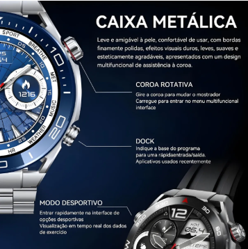Smart Watch Hw5 Max Inteligente Troca Pulseira C/3 Pulseiras Bluetooth Gps Relógio Luxo Redondo Masculino Nf