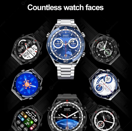 Smart Watch Hw5 Max Inteligente Troca Pulseira C/3 Pulseiras Bluetooth Gps Relógio Luxo Redondo Masculino Nf