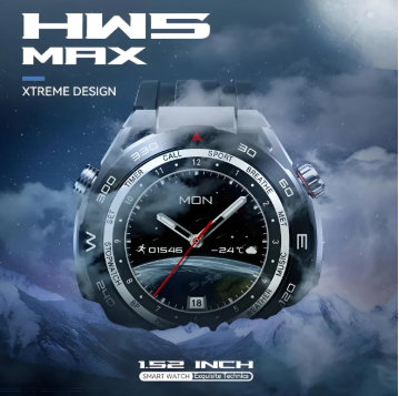 Smart Watch Hw5 Max Inteligente Troca Pulseira C/3 Pulseiras Bluetooth Gps Relógio Luxo Redondo Masculino Nf