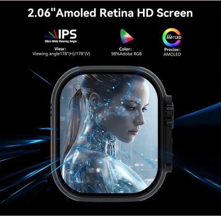 Smartwatch Ultra 3 AI Resistente à água com Chip 5G+ 49mm 16GB e 2 de RAM GPS Esportes Câmera 4 Pulseiras, Película