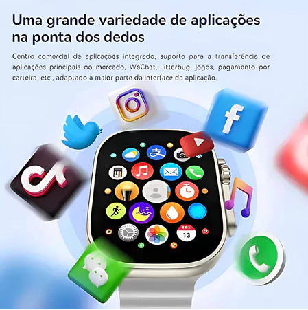 Smartwatch Ultra 3 AI Resistente à água com Chip 5G+ 49mm 16GB e 2 de RAM GPS Esportes Câmera 4 Pulseiras, Película