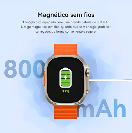 Smartwatch Ultra 3 AI Resistente à água com Chip 5G+ 49mm 16GB e 2 de RAM GPS Esportes Câmera 4 Pulseiras, Película