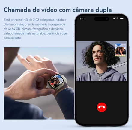 Smartwatch Hw Ultra2 Call Completo Câmera Wi-Fi Ia Chat-gpt Amoled 49mm Nfc 7 Pulseira Prateado Ou Preto Vários Desenhos Várias Cores