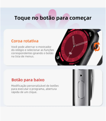 Smartwatch HW Mini 2 Com 7 Pulseiras 41mm Lançamento 206 Chat GPT GPS Compatível IOS e Android Feminino Masculino