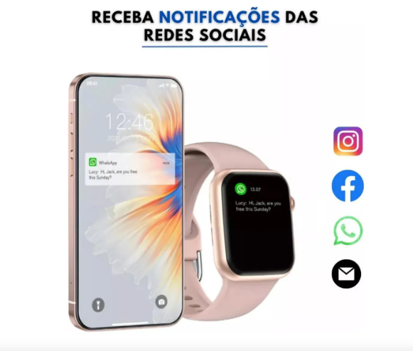 Smartwatch HW Mini 2 Com 7 Pulseiras 41mm Lançamento 206 Chat GPT GPS Compatível IOS e Android Feminino Masculino
