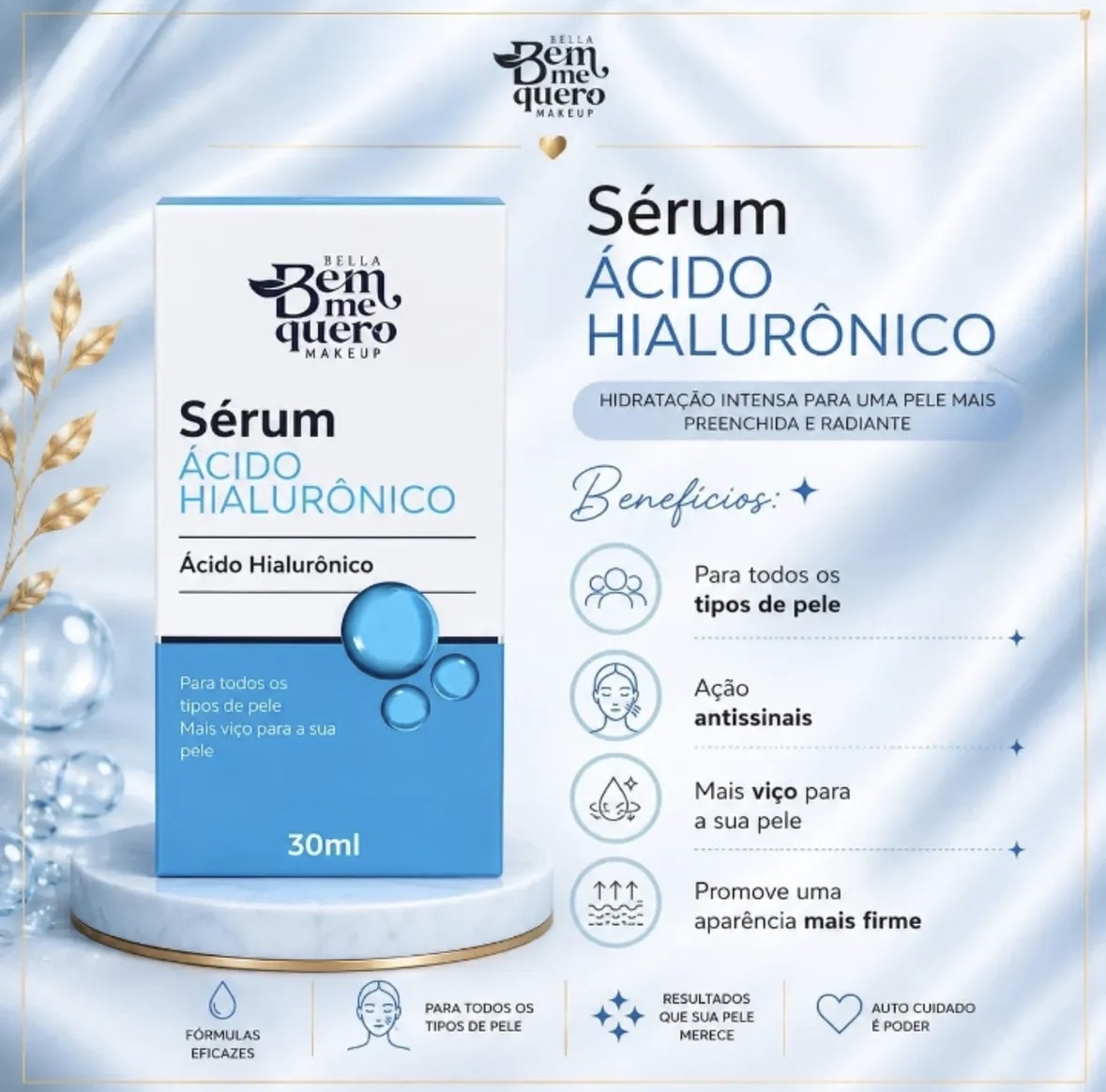 Sérum Facial Ácido Hialurônico Bella Bem Me Quero