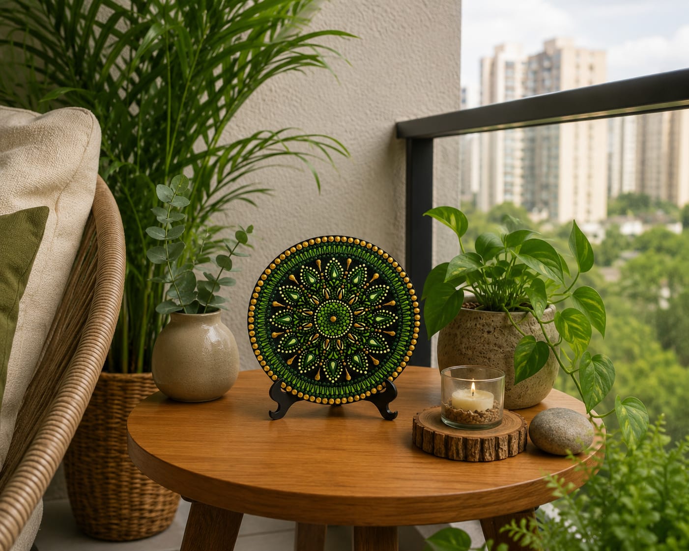 Mandala em Pontilhismo 15 cm.