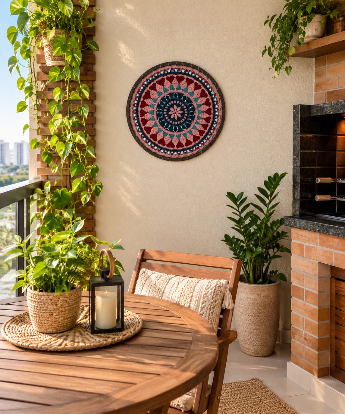 Mandala em Crochê Mosaico 43 cm