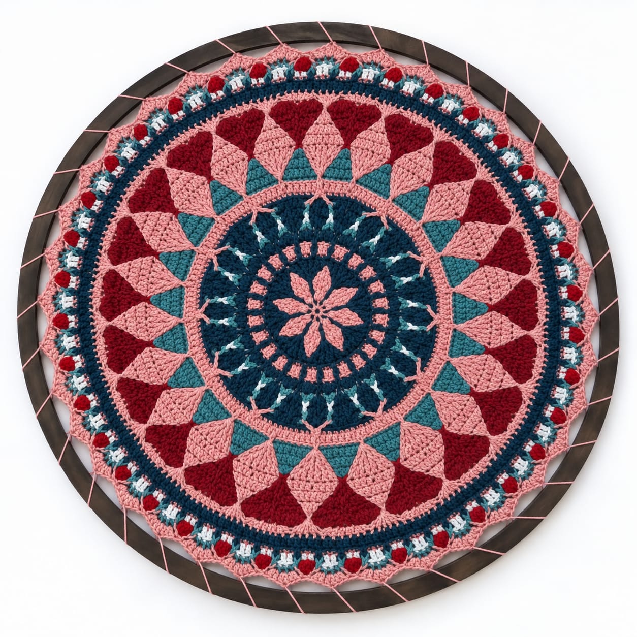 Mandala em Crochê Mosaico 43 cm