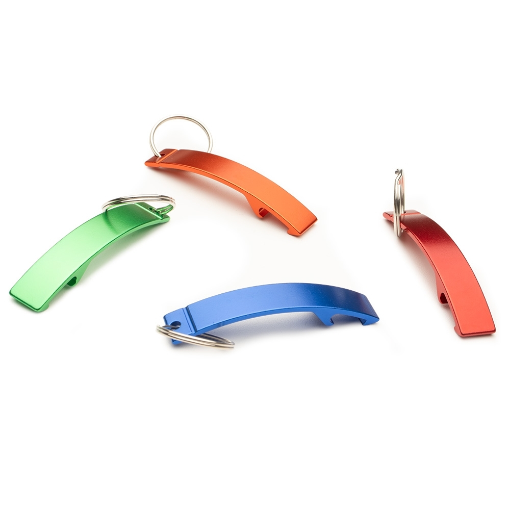 Kit chaveiros metal abridor curvo personalizados (100 peças).
