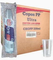 COPO PP LISO 330ML CHOPP TR ULTRA CX C/1.000UN