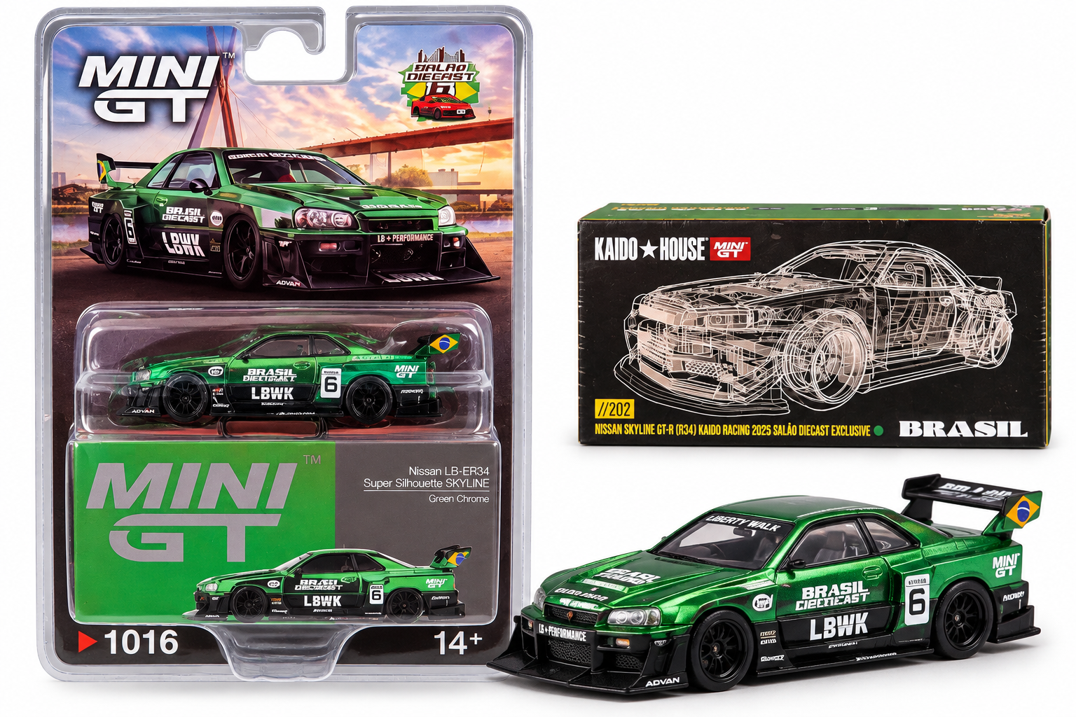 Kit Mini GT Salão Diecast 6 - Nissan Skyline + Kaido House