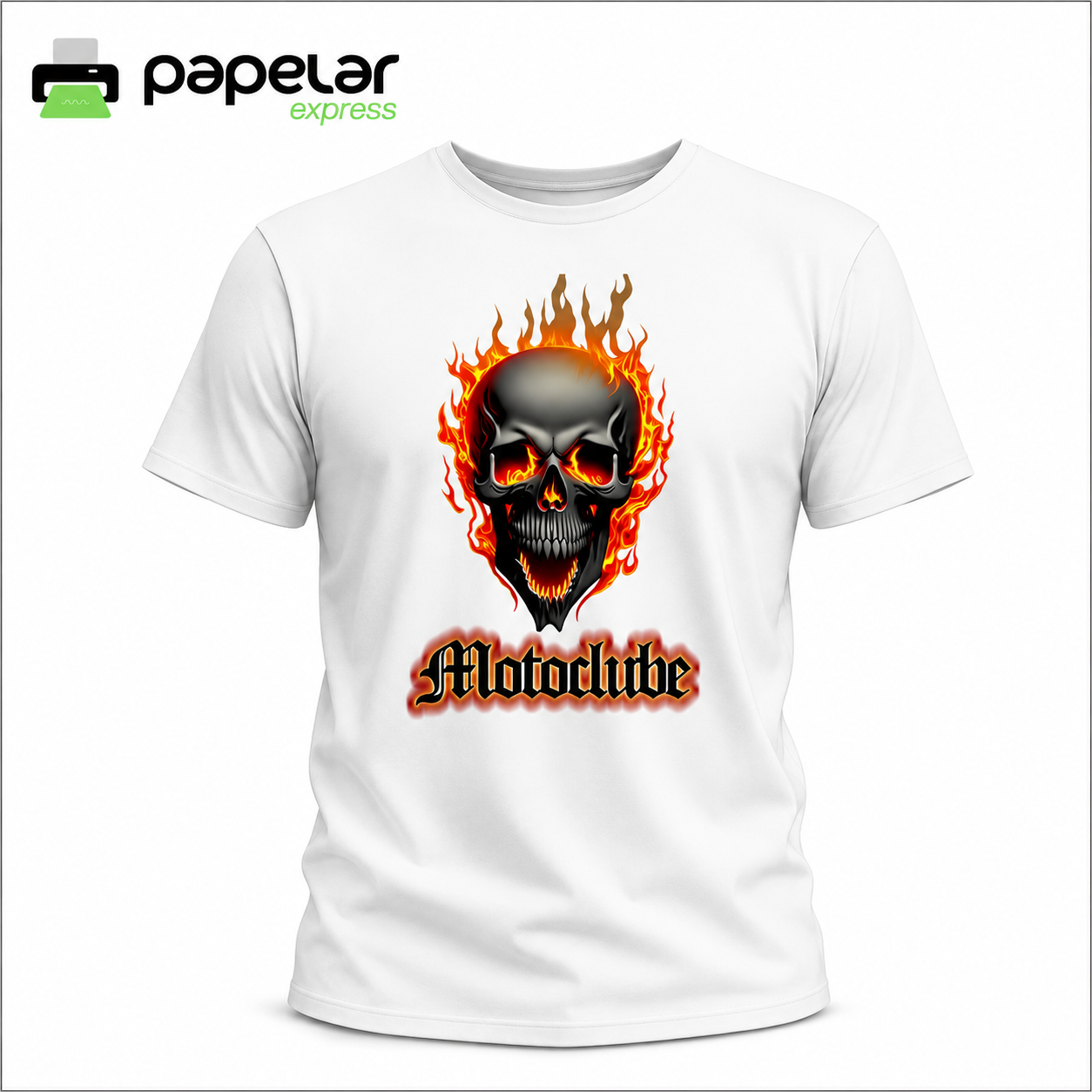Camiseta 100% poliéster branca com 1 estampa sublimada A4