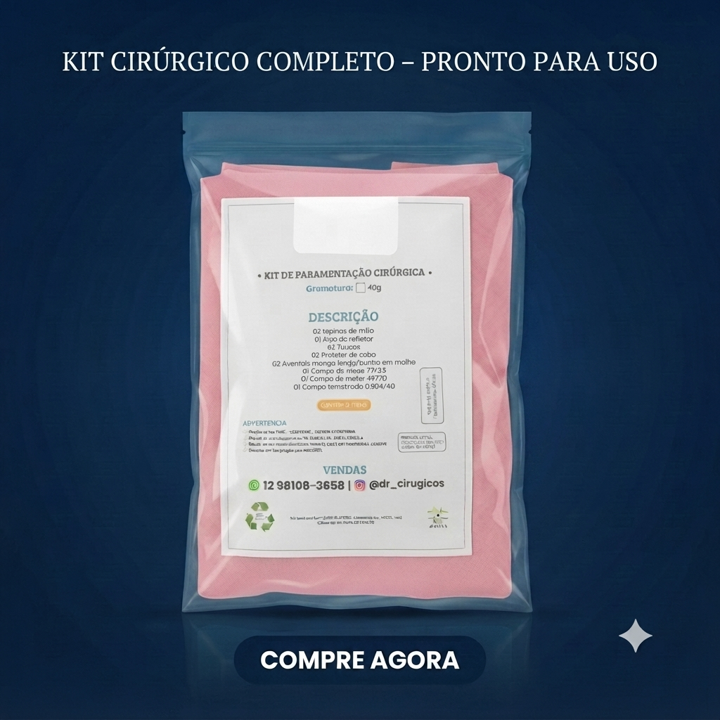 Kit Cirúrgico Estéril Descartável/Gr 40/Punho Malha/Cor Rosa/ 12 Peças – Registro Anvisa