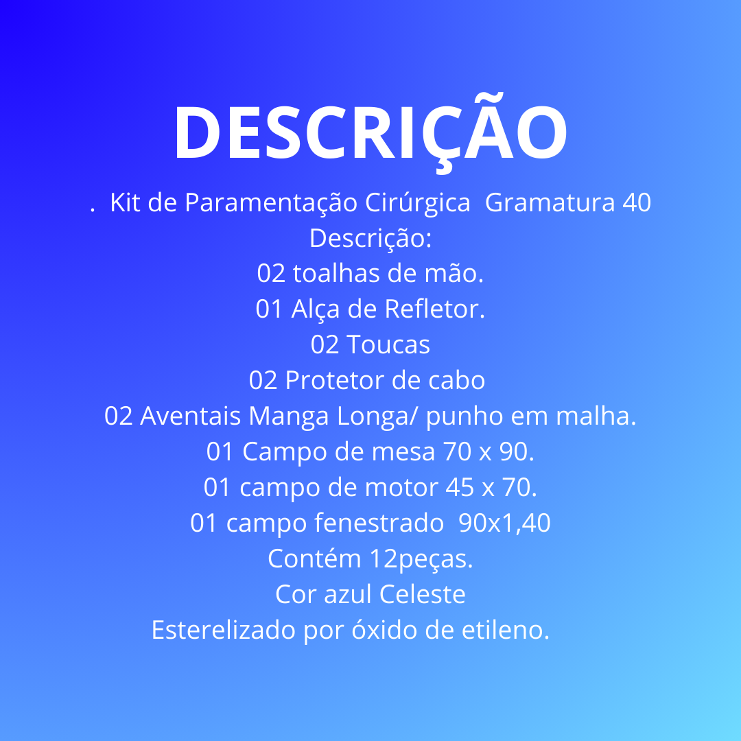 10 Kits Cirúrgico Estéril Gramatura 40 -Cor Verde - Punho em Malha-Registro Anvisa