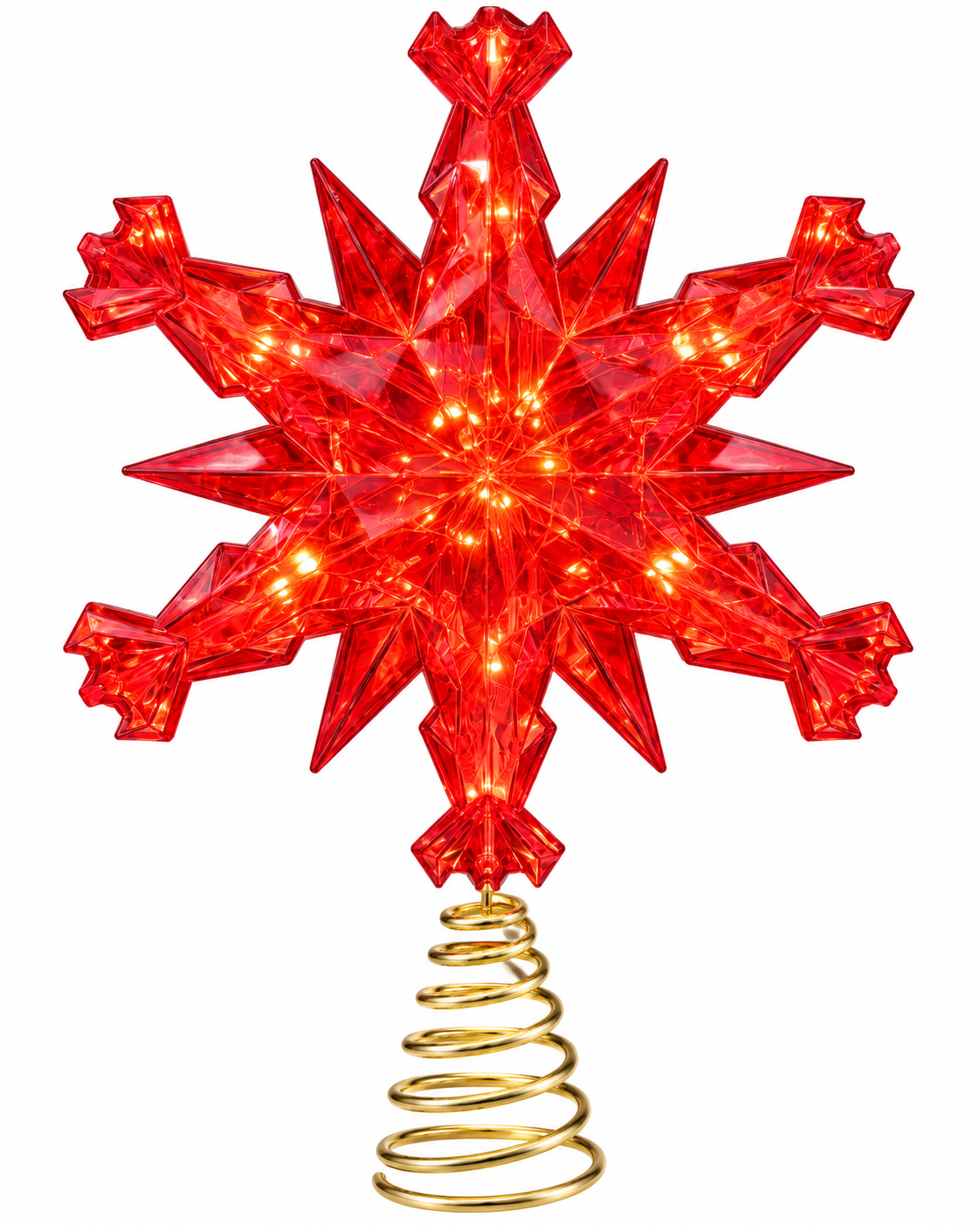 Ponteira Arvore De Natal Estrela Floco De Neve Com Led 30cm