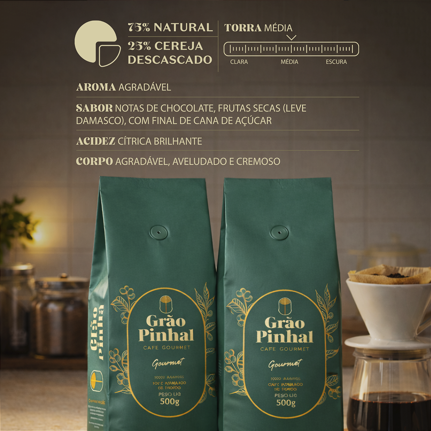 Café Grão Pinhal Gourmet Torrado e Moído 500G