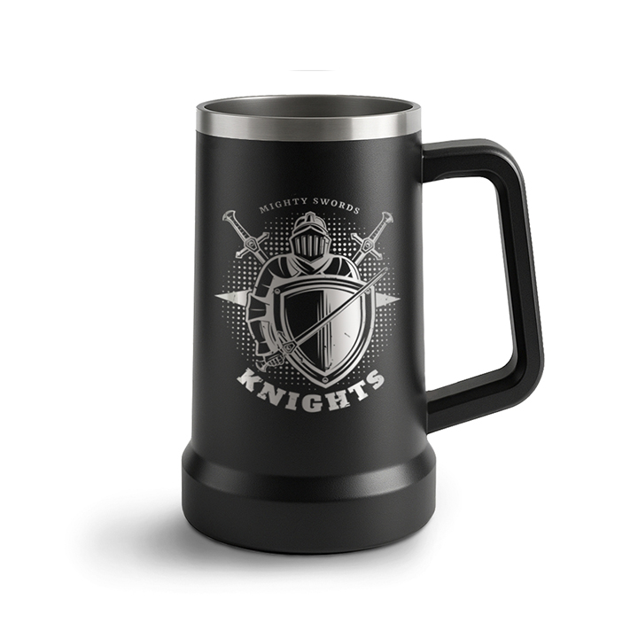 CANECAS TÉRMICAS CERVEJA 700ML GRAVAÇÃO A LASER FRONTAL PRETA - 1X0 - 1unid