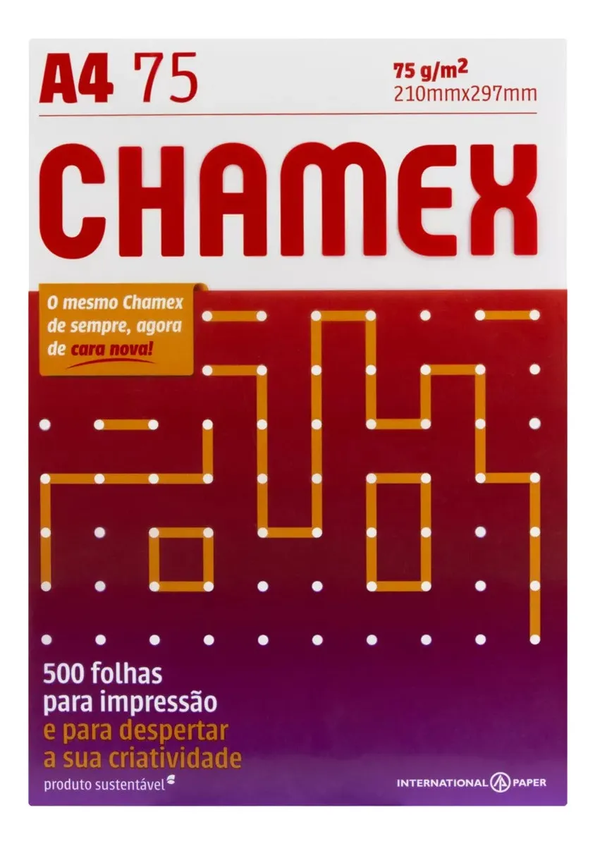 Papel A4 Sulfite Chamex 500 Folhas 75g 210x297 Cor Branco