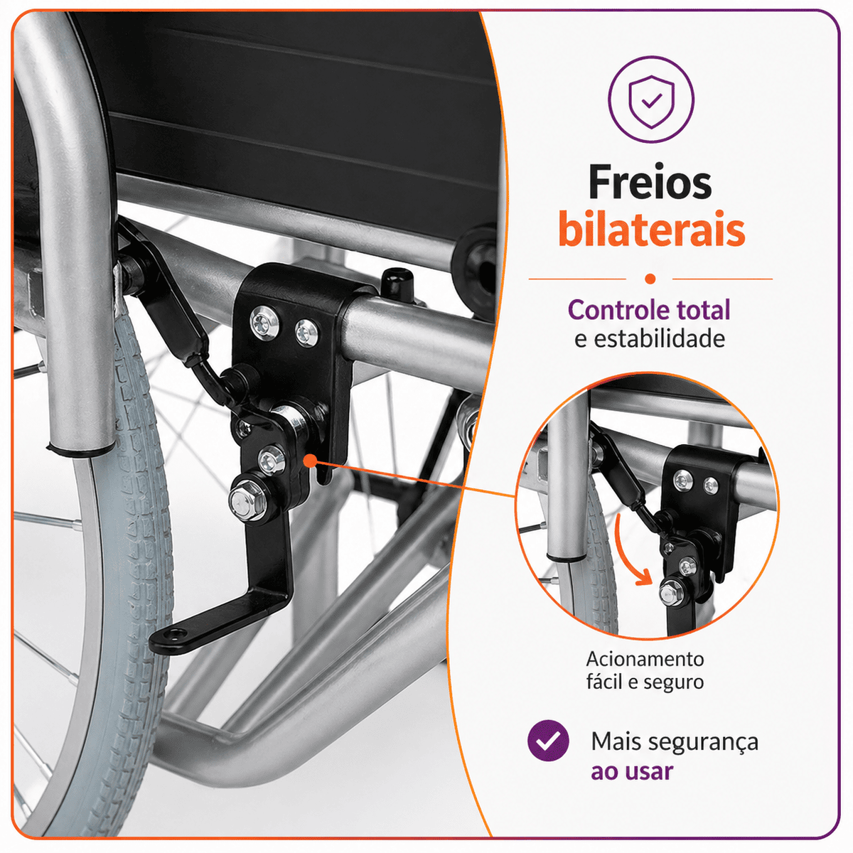 Cadeira de Rodas Modelo D100 Dobrável Resistente Até 120kg - Dellamed