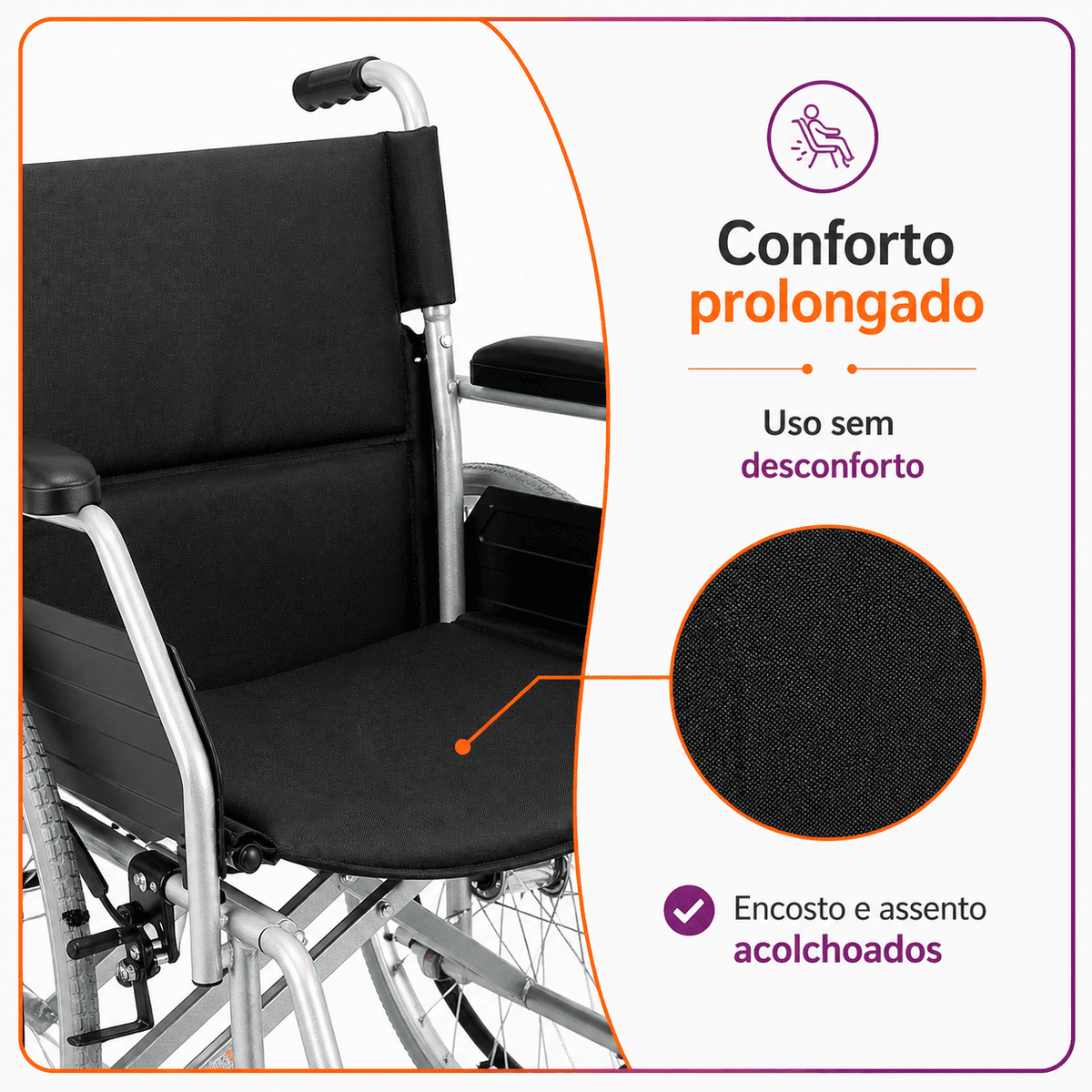 Cadeira de Rodas Modelo D100 Dobrável Resistente Até 120kg - Dellamed