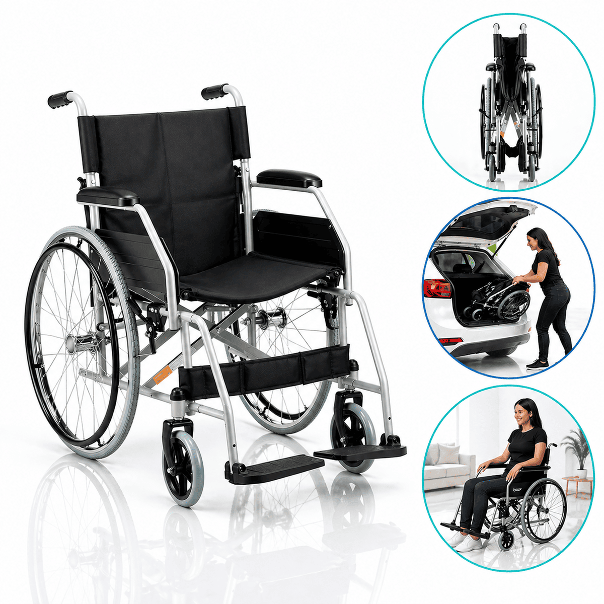Cadeira de Rodas Modelo D100 Dobrável Resistente Até 120kg - Dellamed